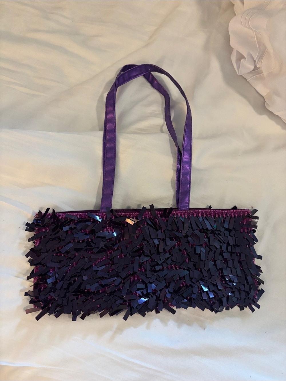 Accessorize Purple Sequin Fringe Shoulder Bag